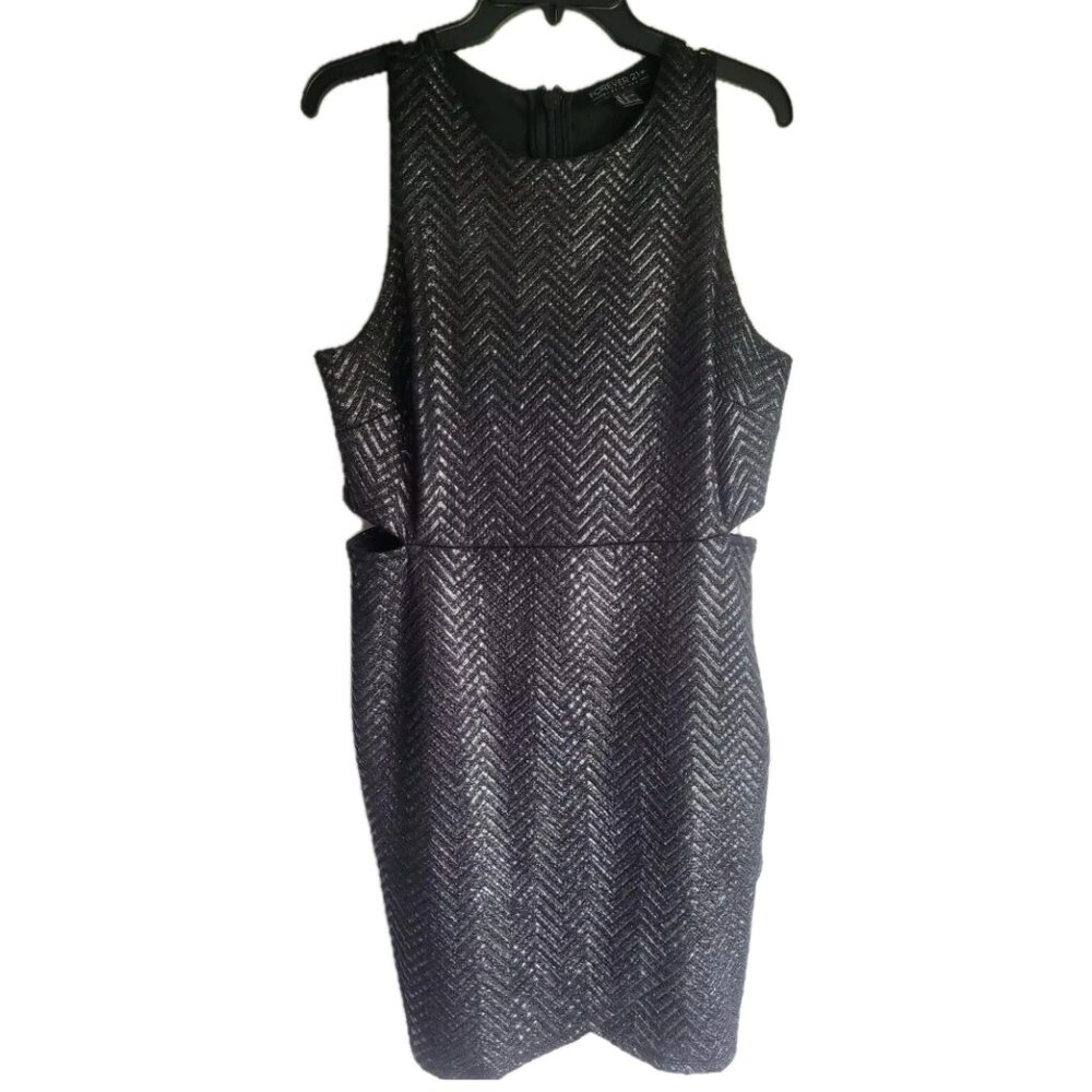 Little Black Shimmer Dress Side Cutouts Forever 21 Brand Size XL